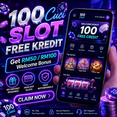 100 Cuci mobile app showing RM50 and RM100 free credit bonus offers